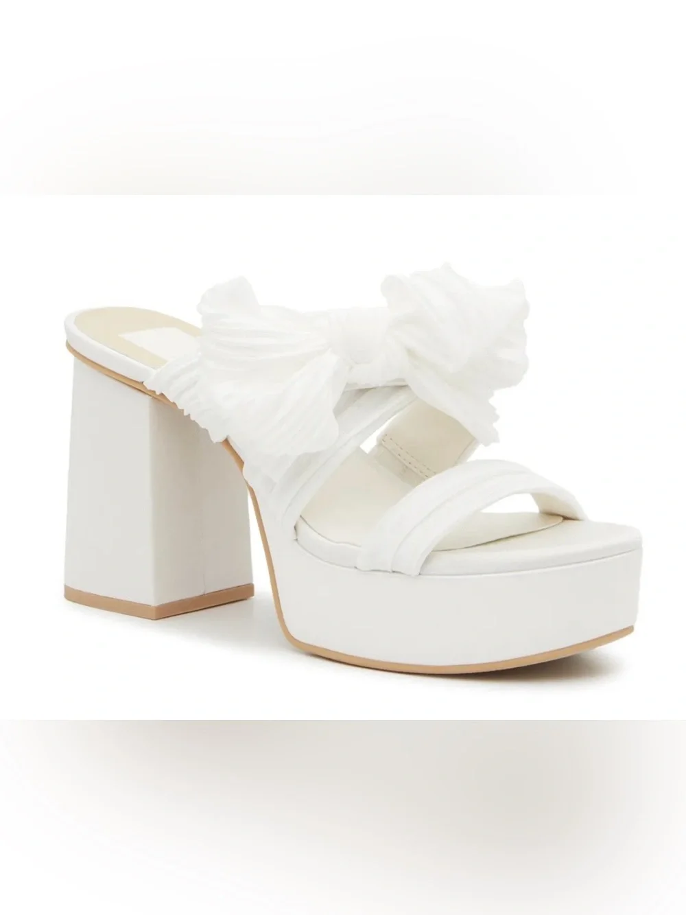 Dolce Vita Women’s White Platform Bow-Detail Block Heel Mules Size 7.5